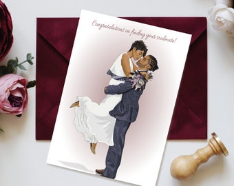 Âme sœur éternelle ! Carte de mariage, carte de mariage pour couple multiculturel, jeunes mariés.
