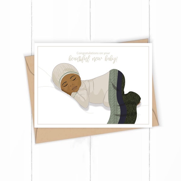 Beautiful New Baby Card, Baby Shower Gift, Congratulations New Black Baby.