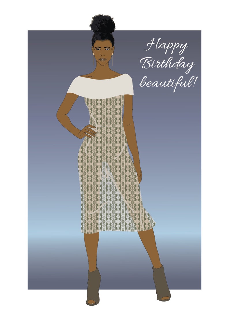 Happy Birthday Beautiful Card Black Girl Greeting Card | Etsy