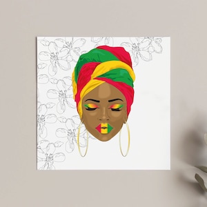 Grenadian Whispers Greeting Card, Afrocentric Greeting Card, Black Girl Magic Card.