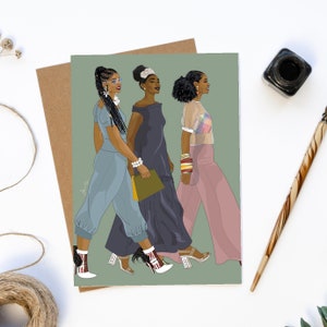 Carte de voeux meilleure amie Black Girls, célébration de la sororité
