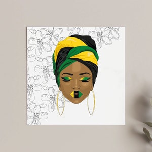 Jamaican Echoes Greeting Card, Afrocentric Greeting Card, Black Girl Magic Card.