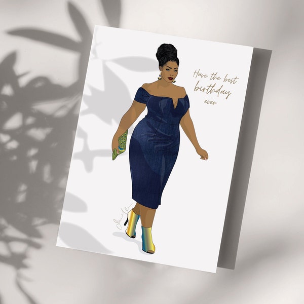 Afrocentric Best Birthday Ever, Nubian Queen Note Card, Ethnic Greeting Card.