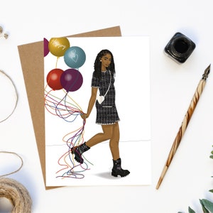 Tarjeta de cumpleaños adolescente Coco Chic, tarjeta de cumpleaños mágica para chica negra, tarjeta de felicitación negra