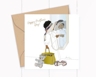 Ethnic Mother's Day Cards. Afrocentric Card for Mums, Black Mother's Card.