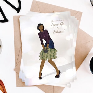 Sparkle & Shine Greeting Card: Black Girl Encouragement
