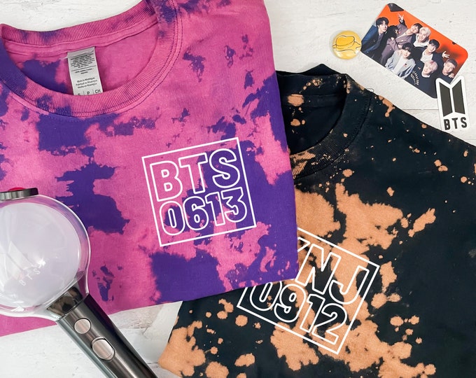 BTS Cotton Shirt Individual Members Group Unisex Short-sleeve Reverse Tie-dye - Etsy