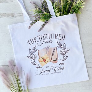 Tote Bag | Tortured Poets Social Club | Canvas Bag | Cotton