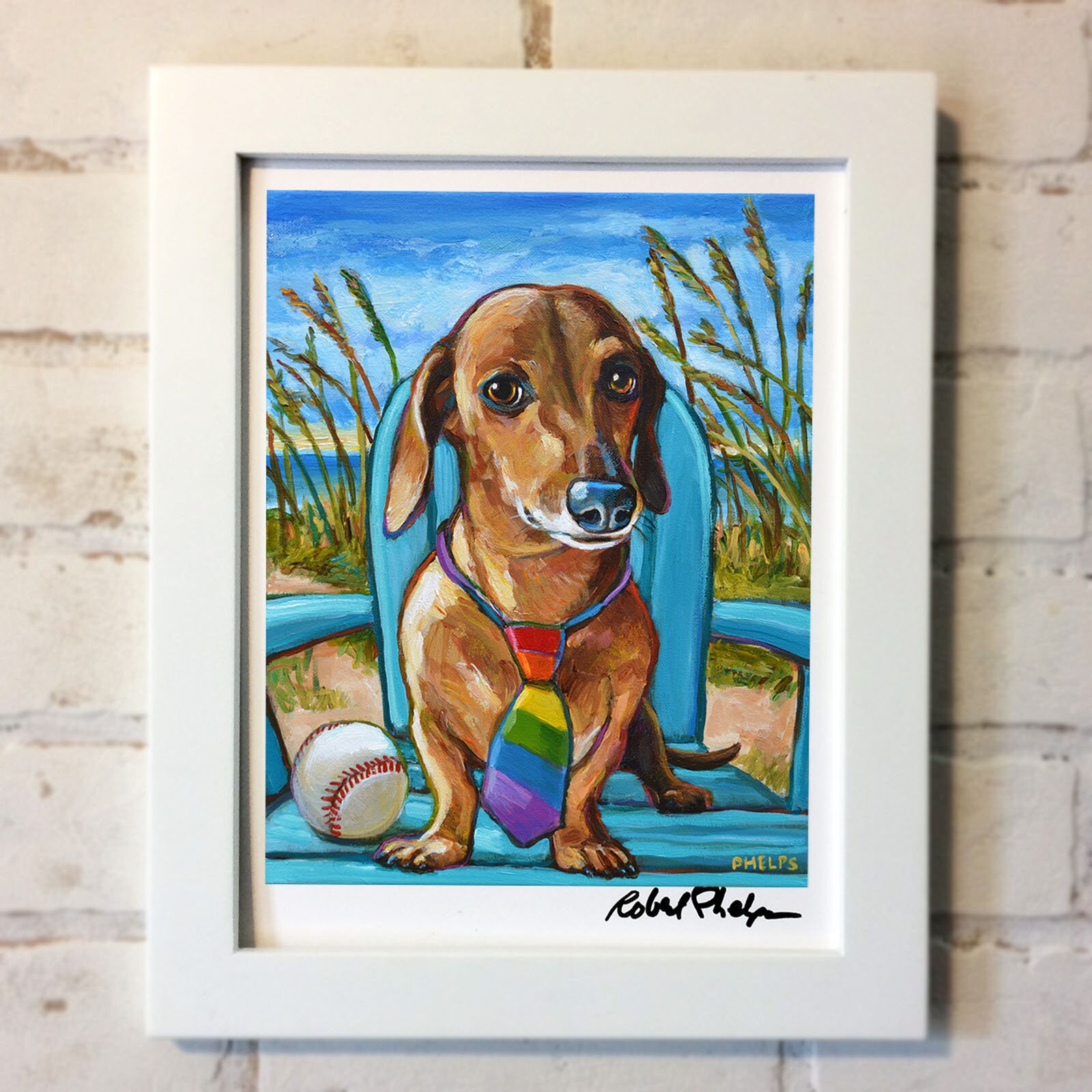 Pride Month DACHSHUND ART PRINT by Robert Phelps; Rainbow, Cute