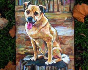 11" x 14" CUSTOM PET PORTRAIT; Pet Memorial Painting, Personalized Pet Art, Dog Art Canvas, Colorful Pet Painting, Pet Christmas Gifts, Pets