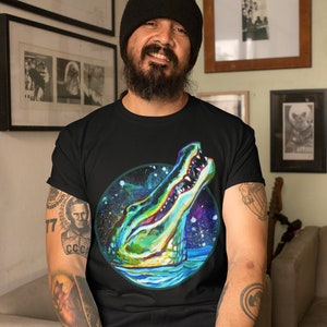 Alligator Shirt, Retro Gator T Shirt, Short-Sleeve Tee, Unisex T-Shirt, Florida Gator Art, Gator T Shirt, Galaxy T Shirt, Alligator