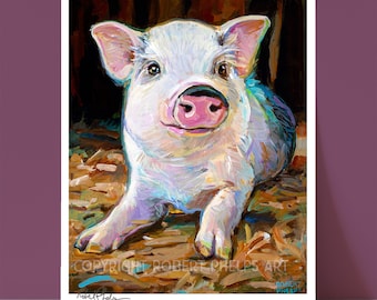 Cute Pig PAINTING ART Print; Farm Animal Art Prints, Wall Art Prints, Farmhouse Decor, Pig Lover Gifts, Rustic Home Decor, Pig Mom gift Idea