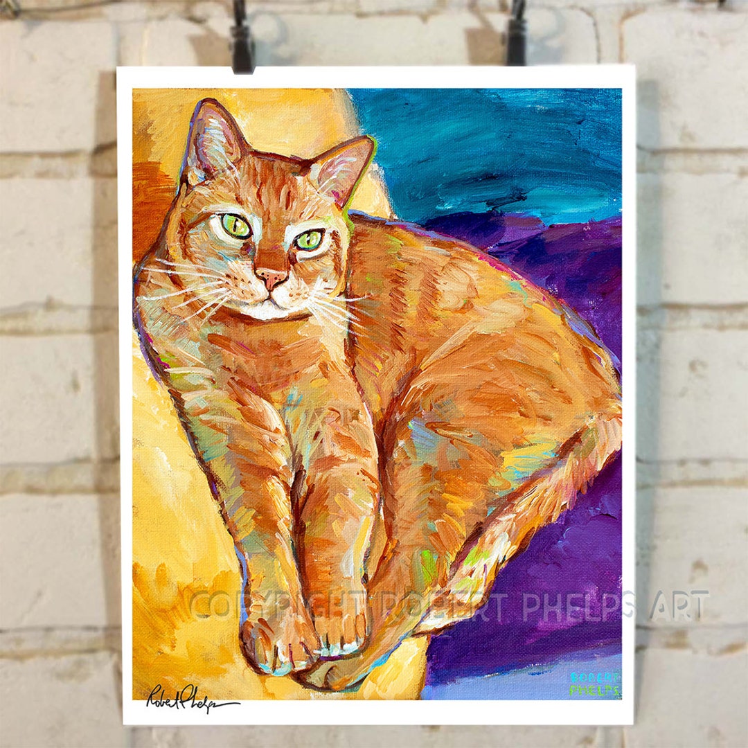 Orange Tabby Art Print Colorful Cat Wall Art Cat Aesthetic Art Cute Orange Tabby Art Print Colorful Cat Wall Art Cat Aesthetic Art Cute