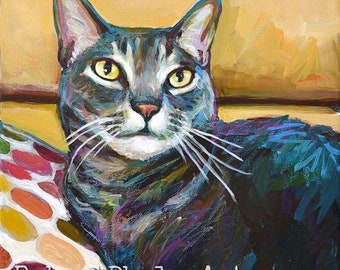 10 by 10 Personalized pet portrait by Robert Phelps Custom Pet Portrait, custom cat portrait, custom dog painting in acrylic