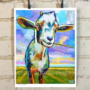 GOAT PAINTING ART Print by Robert Phelps; Goats, Goat Gift, Farm Art Prints, Wall Art Prints, Farmhouse Decor, Home Decor, Rustic Home Decor