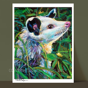 Colorful Possum Wall Art Print, Vibrant Opossum Decor, Cute Animal Illustration, Wildlife Artwork, Kids Room Decor, Nature Art Print, Possum
