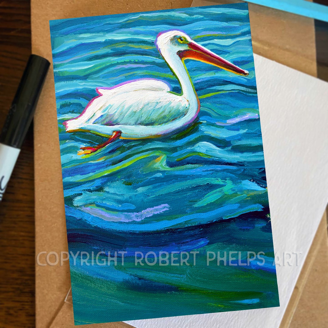 4x6 Tropical Pelican Art Bird Art Mini Print Coastal Wall - Etsy