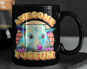Taza de café con diseño de zarigüeya, increíble taza con diseño de zarigüeya, regalo para amantes de las zarigüeyas, Opossumcore, divertida taza de café, taza retro de los años 80, taza de café de cumpleaños, taza de té con diseño de zarigüeya
