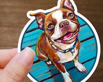 Seal Boston Terrier Sticker, Cute Boston Terrier Decal, Vinyl Sticker Decal, Dog Hydroflask Decals, Red Boston Terrier Gift, Dog Mom Sticker