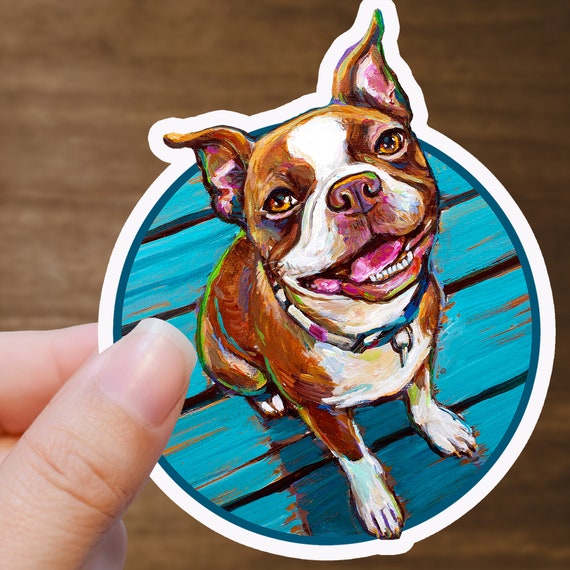 Seal Boston Terrier Sticker, Cute Boston Terrier Decal, Vinyl Sticker Decal, Dog Hydroflask Decals, Red Boston Terrier Gift, Dog Mom Sticker