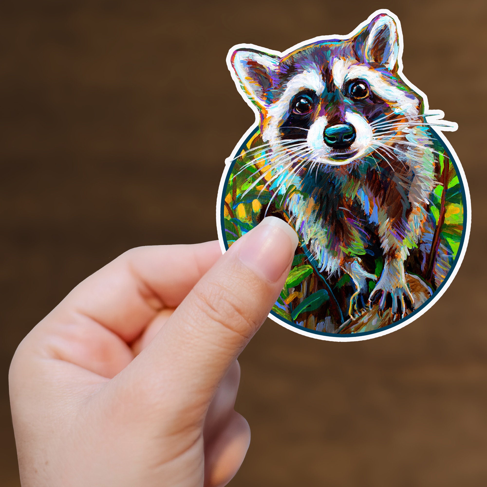Raccoon Sticker, Cute Raccoon Sticker, Gardening Raccoon, Animal Stickers,  Waterproof Sticker, Cute Sticker, Wildlife Sticker 