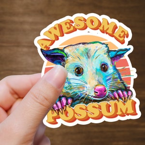 Opossum Sticker, Awesome Possum Sticker, Gift for Opossum Lover, Possum Art, Fun Sticker for Kids, Hydroflask Possum, Opossum Decorations