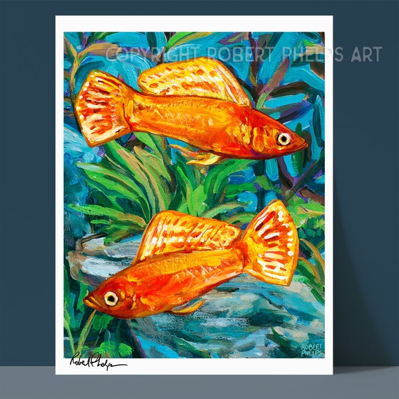 Tropical Fish Print, Sailfin Molly Illustration, Aquarium Fish Artwork,  Colorful Fish Wall Print, Fish Lover Gifts, Tropical Fish Home Decor 