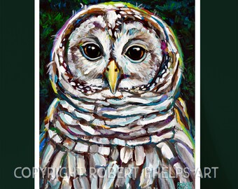 Colorful Owl Art Print, Vibrant Owl Illustration, Boho Animal Decor, Owl Wall Art, Nature Lover Gift, Whimsical Bird Poster, Unique Bird Art