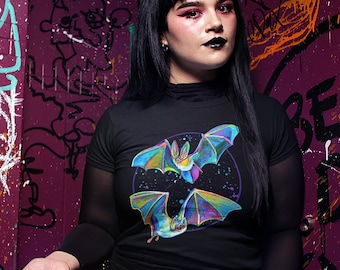 Gothic Bats T Shirt, Halloween Bat Tee, Pastel Goth Outfit, Bat Lover Gift, Mini Bat Shirt, Kawaii Bat Art, Halloween Shirt, Creepy Cute Bat