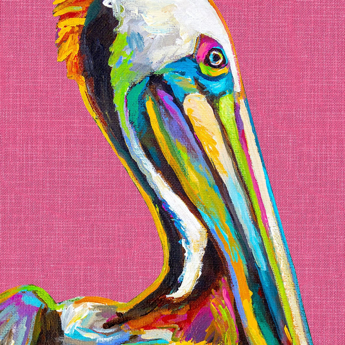 Vibrant Pelican Art Print With Pink Background for Coastal Nautical ...