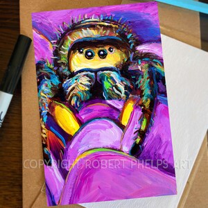 Fine Art. Salticidae Spider Print, 4 x 6 Mini Art Print; Spider art postcard, P Regius Spider, P Audax Art, Spider Wall Art, Arachnid Poster