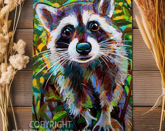 Cute Raccoon Mini Print - Adorable Raccoon Decor, Funny Animal Art, Perfect Trash Panda Gift for Raccoon Lover, Hand-Signed Racoon 4x6 Print