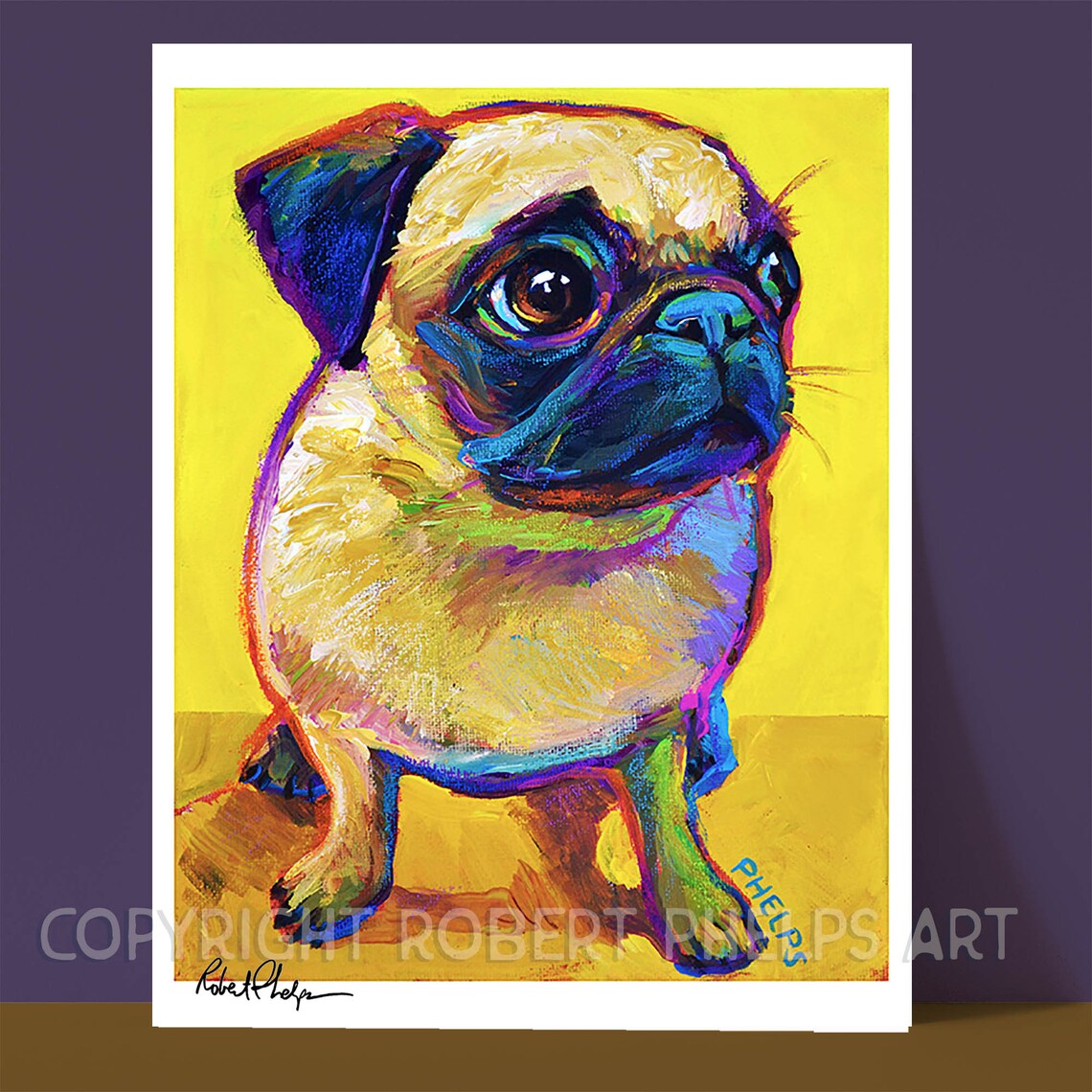 Colorful Pug Art Pug Art Print Cute Pug Wall Art Pug Lover Etsy