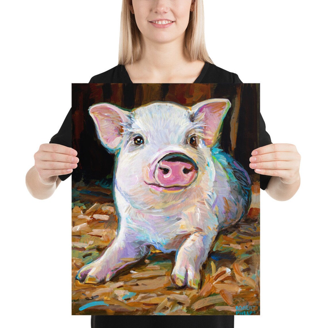 Colorful 16 X 20 Pig Poster Pig Home Decor Fall Home Decor Etsy