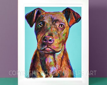 Fawn BRINDLE PIT BULL Art Print by Robert Phelps; Pit Bull, Pitbull, Dog, Art Print, Wall Art, Custom Pet Portrait, Home Decor, Dog Portrait