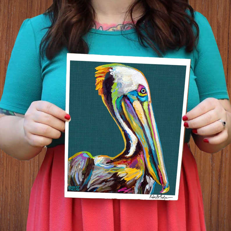 Pelican Art Print; Colorful Seabird Wall Art for Nautical Home Decor ...