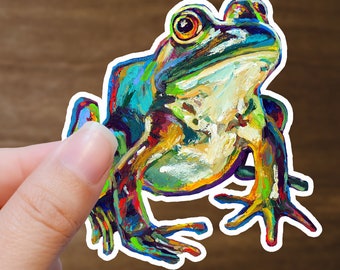 Coloridas pegatinas de rana toro para decoración Goblincore, Frogcore y Cottagecore: regalo perfecto para amantes de las ranas, computadora portátil vibrante o pegatina de botella de agua