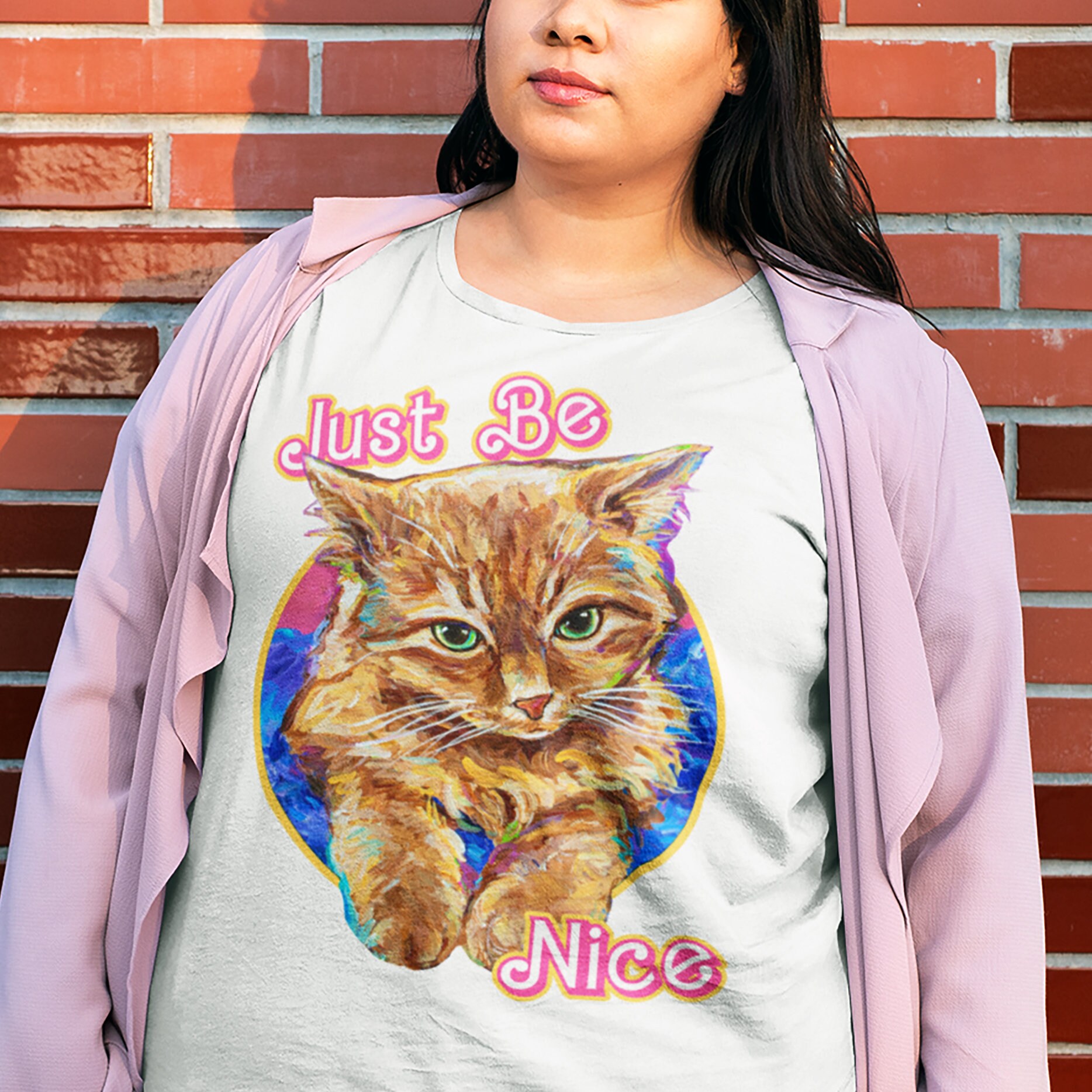 5XL Graphic Tee Just Be Nice 5XL Shirt 5XL Cat Shirt for Pet