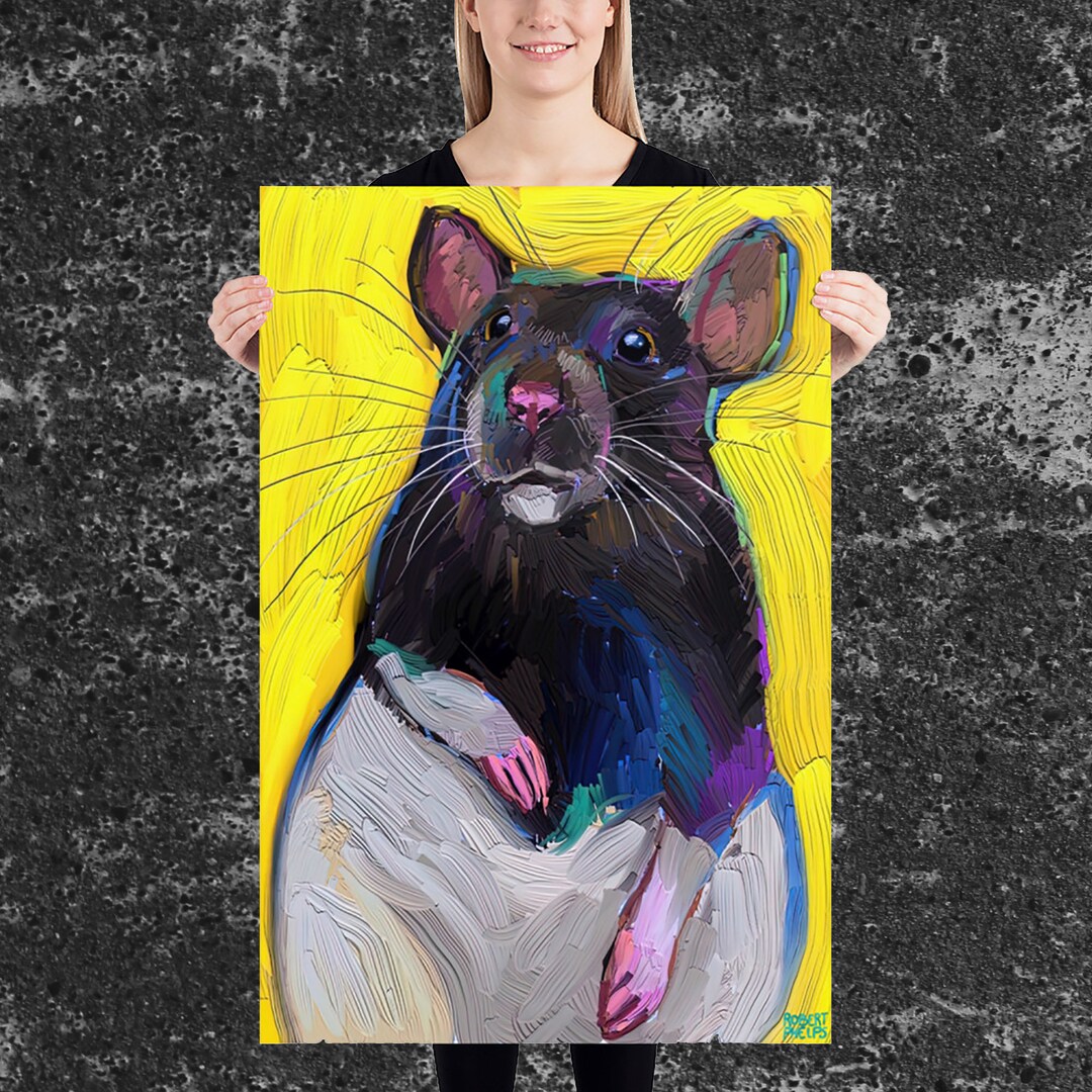 Colorful Rat Poster, Fine Art Rat, Rat Wall Art, Rat Lover Gift, Rat