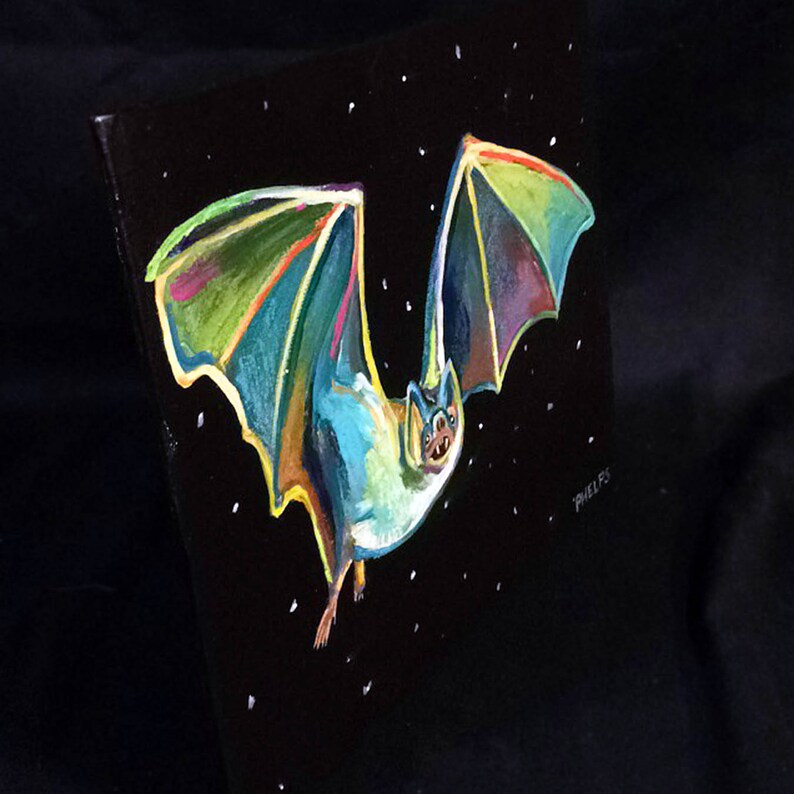 CREEPY CUTE BAT Painting on Canvas Panel Original Bat Art Etsy