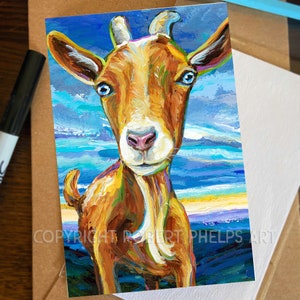 Goat Art Print, Goat Home Decor, Goat Lover Gift , Farmhouse Decor, Colorful Barn Animal Art, Cubicle Decor For Walls, Bookshelf Decor Print