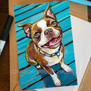Red Boston Terrier Art Print, Dog Mini Print, Brown Boston Terrier, Boston Terrier Decor, Boston Terrier Gifts, Dog Lover Gift, Cute Dog Art
