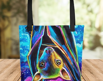 Gothic Bat Tote, Trick or trat Bag, Fruit Bat Tote Bag, Halloween Bat Bag, Spooky Tote, Vampire Bat Bag, Goth Gift Idea, Halloween Tote Bags