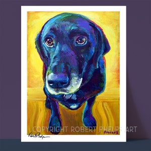 Black Labrador Retriever Art Print, Black Lab Painting, Dog Wall Art, Pet Art Home Decor, Custom Pet Art, Black Lab Portrait, Dog Lover Gift