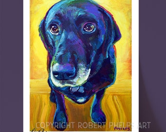 Black Labrador Retriever Art Print, Black Lab Painting, Dog Wall Art, Pet Art Home Decor, Custom Pet Art, Black Lab Portrait, Dog Lover Gift