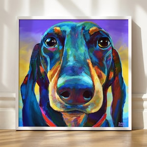 Colorful Dachshund Poster, Unique Dog Art Gift, Doxie Wall Art, Wiener Dog Painting, Fun Dog Home Decor, Dachshund Gifts, Dachshund Mom Gift