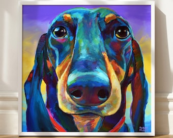 Colorful Dachshund Poster, Unique Dog Art Gift, Doxie Wall Art, Wiener Dog Painting, Fun Dog Home Decor, Dachshund Gifts, Dachshund Mom Gift