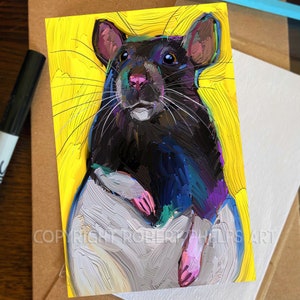 4 x 6 Rat Art Print, Cute Rat Art Print, Rat Painting, Rat Wall Art, Rat Home Decor, Rat Lover Gifts, Rat Mom gift, Creepy Cute Art, Rat Dad