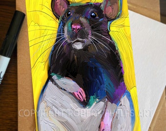 4 x 6 Rat Art Print, Cute Rat Art Print, Rat Painting, Rat Wall Art, Rat Home Decor, Rat Lover Gifts, Rat Mom gift, Creepy Cute Art, Rat Dad