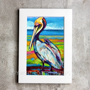 Fine Art. 4x6 Tropical Pelican Art, Bird Art Mini Print, Coastal Wall ...
